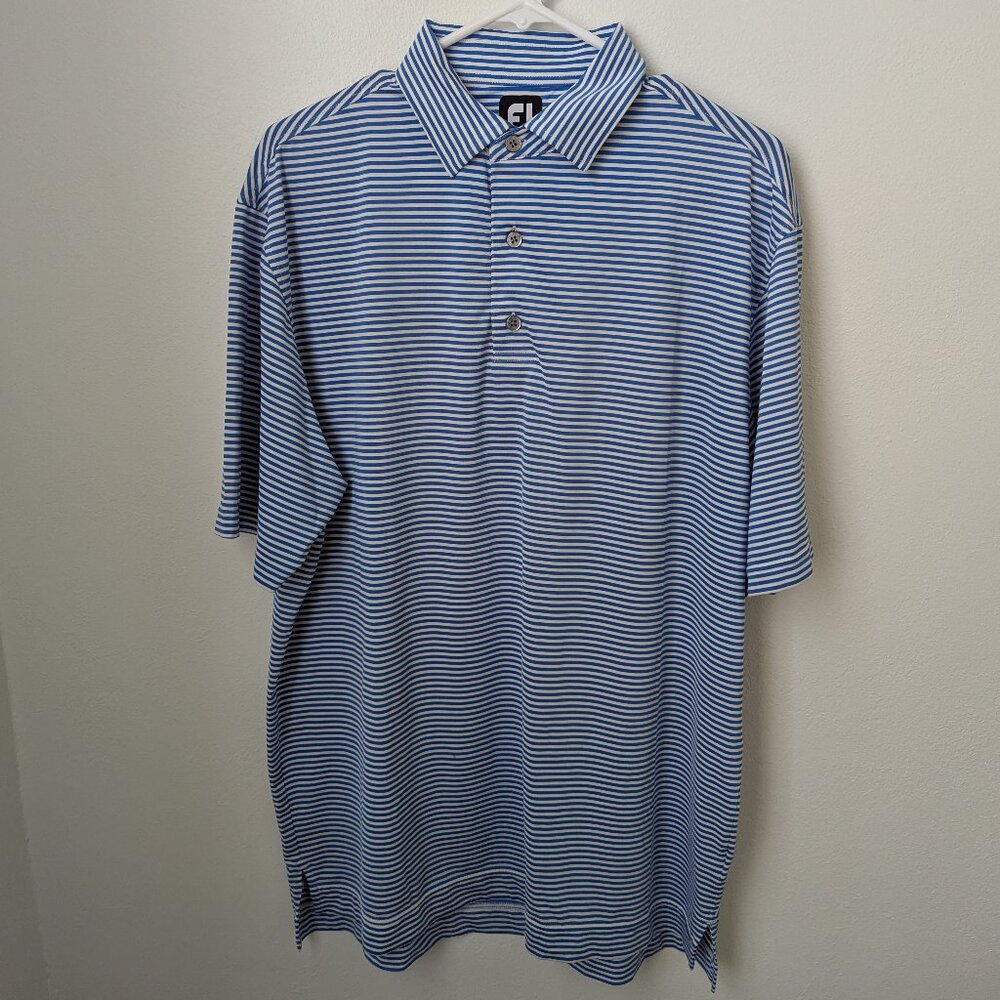 FJ Blue Striped Golf Polo, Large